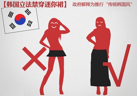 韩国:不能穿过于短小的迷你裙